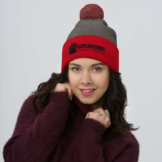 LAJ Wide Logo Pom-Pom Beanie