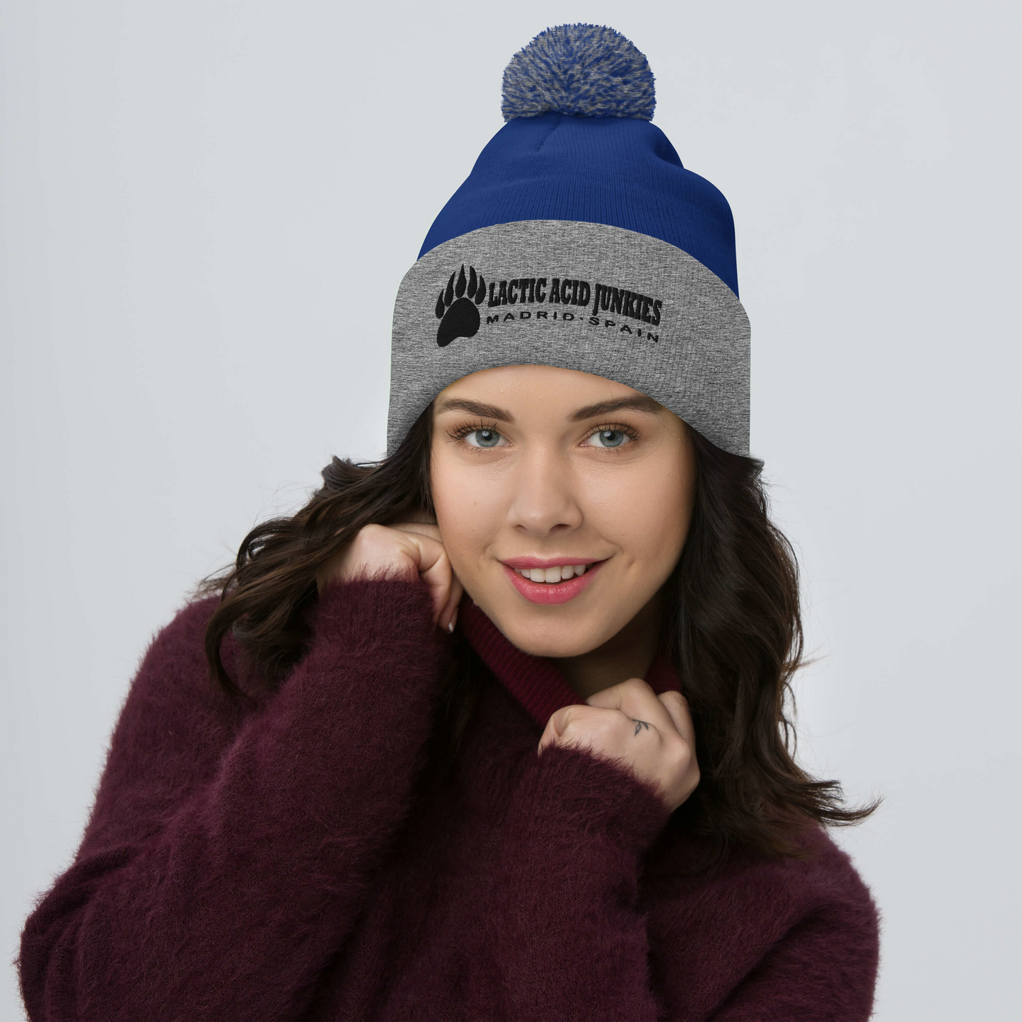 LAJ Wide Logo Pom-Pom Beanie